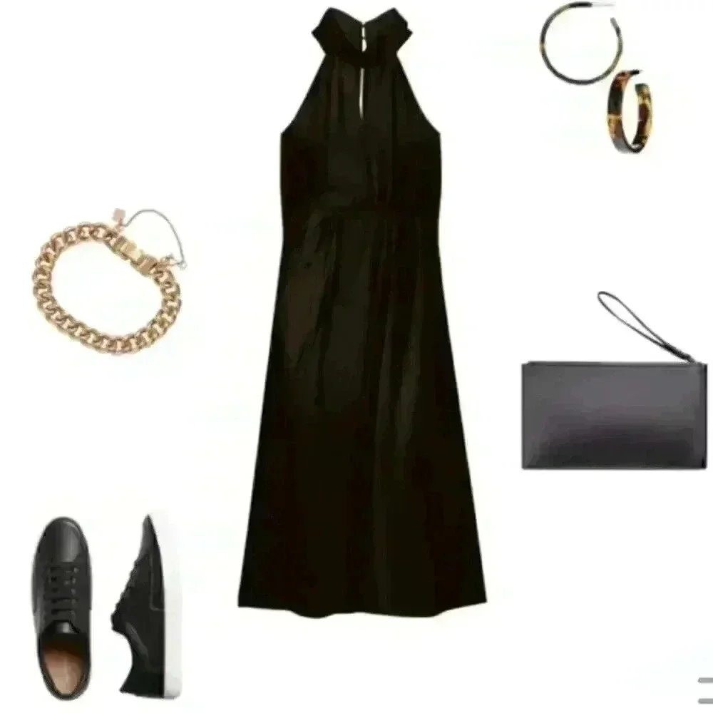 Banana Republic Twist-Neck Satin Dress - Picture 9 of 12